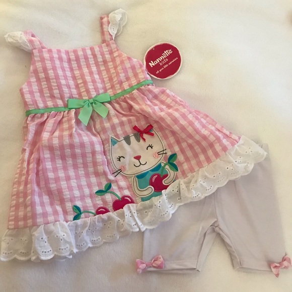 Nannette 2 piece Gingham Cat & Cherries Set